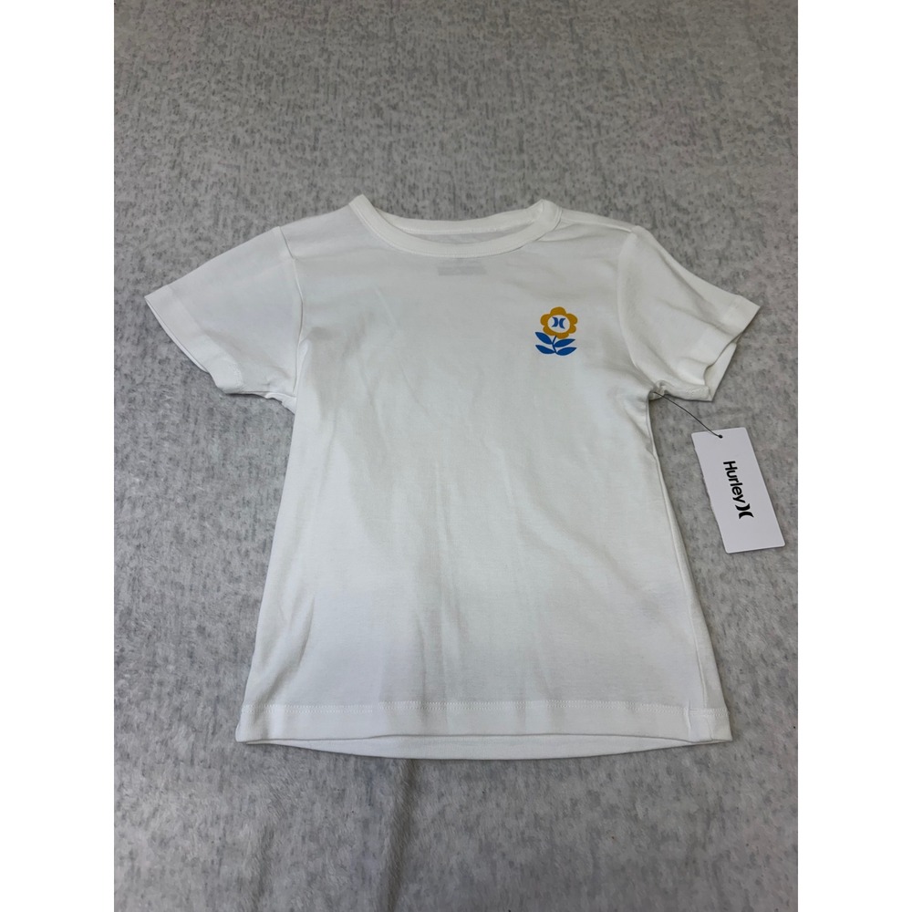 Hurley Womens White Graphic Flower Logo Short Sleeve T-Shirt Small TFA00615T-T10